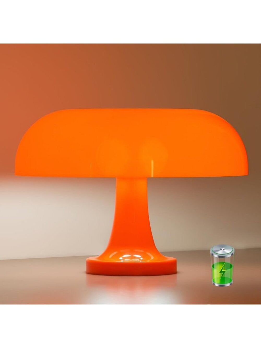 Rechargeable Cordless Mushroom Table Lamp - Touch Control, 3 Color Dimming